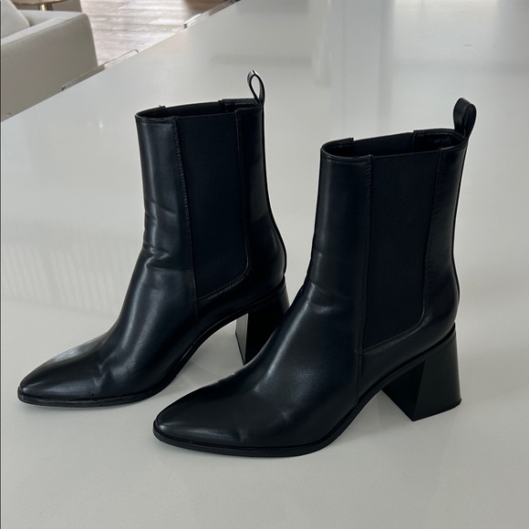 Zara Sleek Black Heeled Boots - Picture 1 of 6